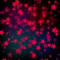 Red stars. Dark space background. with bokeh. Vector illustration background. - Vector