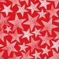 Red stars seamless pattern, vector background Royalty Free Stock Photo