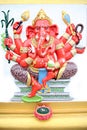 Red Statue Ganesh in temple.