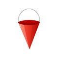 Red steel fire cone bucket flat icon isolated on white background