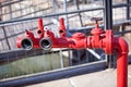 Red steel fireplug on a street