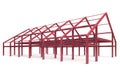 Red steel framework wide building angle perspective view Royalty Free Stock Photo