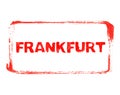 Red stencil frame with grunge text german city Frankfurt