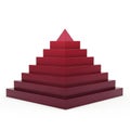 Red Stepped Pyramid Object Isolated on White Background geometric shape Royalty Free Stock Photo