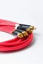 Red stereo RCA audio cables Royalty Free Stock Photo