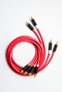 Red stereo RCA audio cables Royalty Free Stock Photo