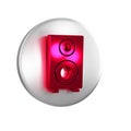 Red Stereo speaker icon isolated on transparent background. Sound system speakers. Music icon. Musical column speaker