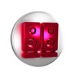 Red Stereo speaker icon isolated on transparent background. Sound system speakers. Music icon. Musical column speaker