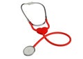 Red stethoscope on white Royalty Free Stock Photo