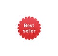 Red sticker best seller. Geometric award symbol for best trade manager