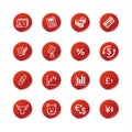 Red sticker finance icons Royalty Free Stock Photo