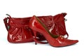 Red stiletto shoe and handbag Royalty Free Stock Photo