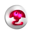 Red Stingray icon isolated on transparent background. Silver circle button.