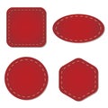 Red stitched leather labels vector illustration