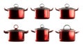 Red Stockpots with Lids on transparent background Royalty Free Stock Photo