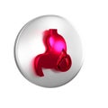 Red Stomach heartburn icon isolated on transparent background. Stomach burn. Gastritis and acid reflux, indigestion and