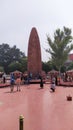 The red stone obelisk of Jallianwala Bagh massacre built in the memory of innocent unarmed Indian civilians killed by a demented