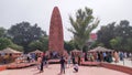 The red stone obelisk of Jallianwala Bagh massacre built in the memory of innocent unarmed Indian civilians killed by a demented