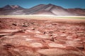 Red stones Piedras Rojas, in Salar de Talar, near Aguas Calien