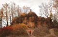 Red stones or red mushroom. Kislovodsk National Nature Park.