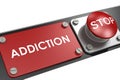 Red stop button with addiction on the side Royalty Free Stock Photo