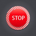 Red Stop Button on Stripe Metal Panel Royalty Free Stock Photo