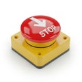 Red stop button with white arrow isolated on white background Royalty Free Stock Photo