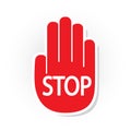 Red STOP Hand Shaped Sign Royalty Free Stock Photo