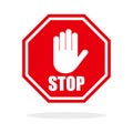 Red stop hand sign. Web icon. Royalty Free Stock Photo