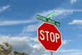 Red stop road sign with Historic Route 66 above Royalty Free Stock Photo