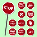 Red stop road sign set as banners Royalty Free Stock Photo