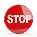 Red Stop Sign Button with White Text on a White Background Royalty Free Stock Photo