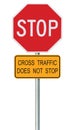 Red Stop Sign, Isolated Traffic Regulatory Warning Signage Octagon, Metal Post