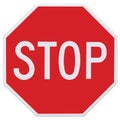 Red Stop Sign, Isolated Traffic Regulatory Warning Signage Octagon, White Octagonal Frame Sticker, Large Detailed Closeup