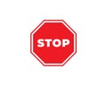 Red Stop Sign isolated on white background. Traffic regulatory warning stop symbol. Vector illustration, EPS10. Royalty Free Stock Photo