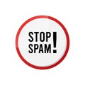 Red stop sign shape with the word stop spam on it - vector