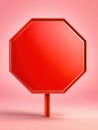 Red Stop Sign Stands Prominently Against a Light Pink Backdrop, Providing a Bold and Minimalist Visual Statement Royalty Free Stock Photo