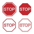 Red stop vector sign. Prohibition icon. Traffic and road symbol logo.