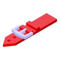 Red strap icon isometric vector. Wristwatch belt
