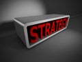 Red STRATEGY 3d word on dark background. Business concept Royalty Free Stock Photo