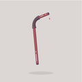 Red straw for cocktail, vector flat illustration Royalty Free Stock Photo