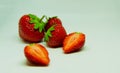 Red strawberries close view on white background Royalty Free Stock Photo