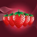 Red strawberries fruit contour abstract pattern on bokah shaded background