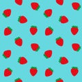 Red strawberries pattern on blue background