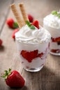 Red strawberries with whipped cream dessert Royalty Free Stock Photo