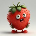 a red strawberry with eyes and a green leaf on top of it. Royalty Free Stock Photo