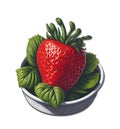 Red strawberry fruit, appetizing, used as an illustration , Watercolor style