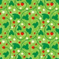 Strawberry plant seamless pattern nature fruit background