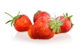 Red strawberry fruits with green leaves Royalty Free Stock Photo