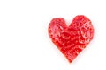 Red strawberry heart isolated on white background in concept valentine`s day Royalty Free Stock Photo